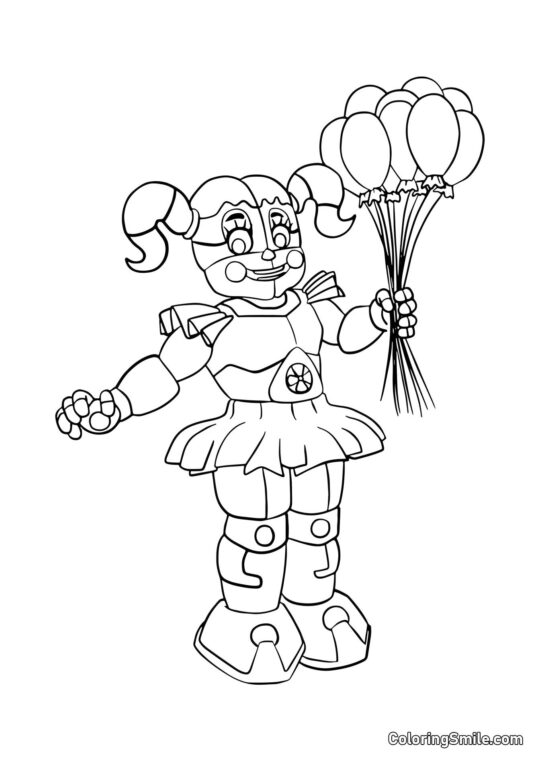 Baby Circus Baby mit Ballons - Ausmalbild