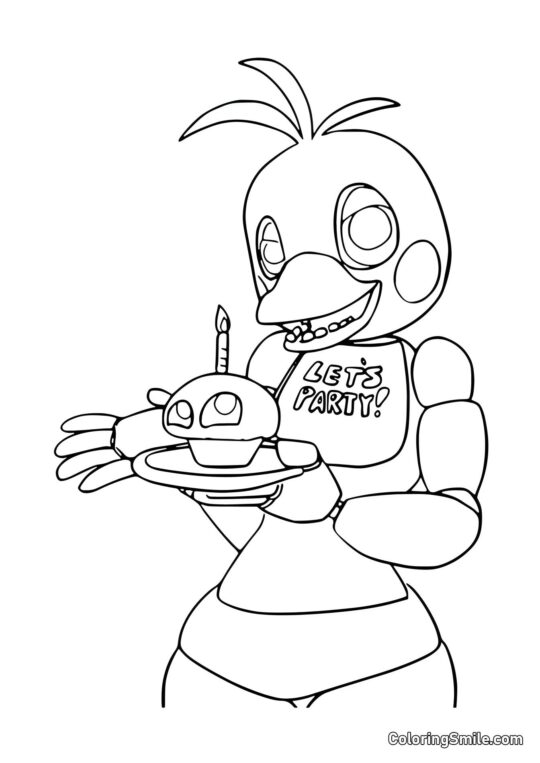 Chica mit Cupcake - Ausmalbild