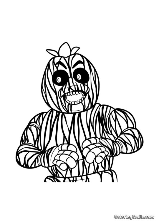 Phantom Chica aus FNAF - Ausmalbild