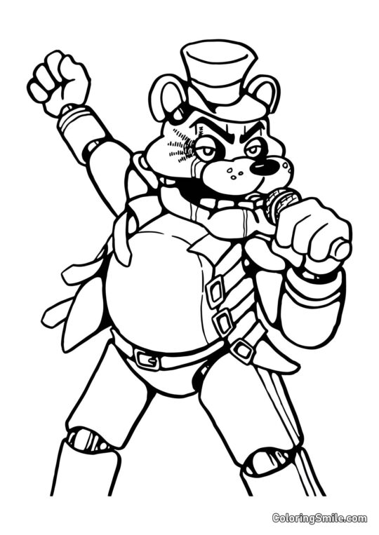 Freddy singt auf der Bühne - Ausmalbild