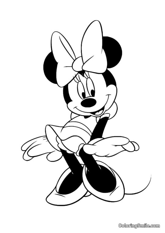 Minnie mit einer großen Schleife - Ausmalbild
