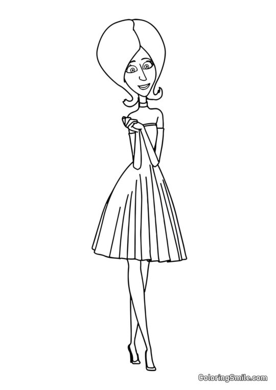 Scarlet Overkill im Kleid - Ausmalbild