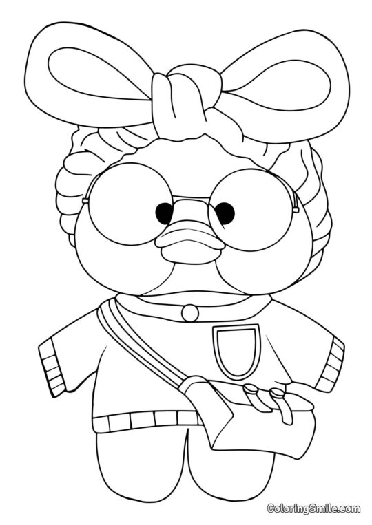 Lalafanfan Ente mit schönem Bogen Lalafanfan Ente mit schönem Bogen - Ausmalbild