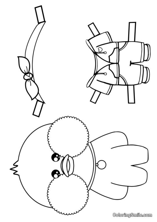 Lalafanfan mit Kleidung (Hoodie, Hose und Haarband) Lalafanfan mit Kleidung (Hoodie, Hose und Haarband) - Ausmalbild