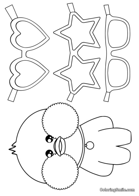 Lalafanfan mit ausgeschnittenen Brillen Lalafanfan mit ausgeschnittenen Brillen - Ausmalbild