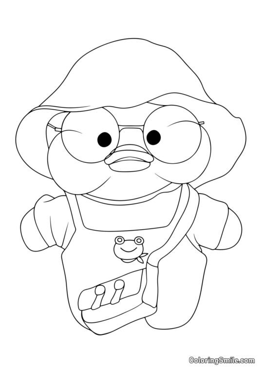 Lalafanfan mit Hut und Handtasche Lalafanfan mit Hut und Handtasche - Ausmalbild