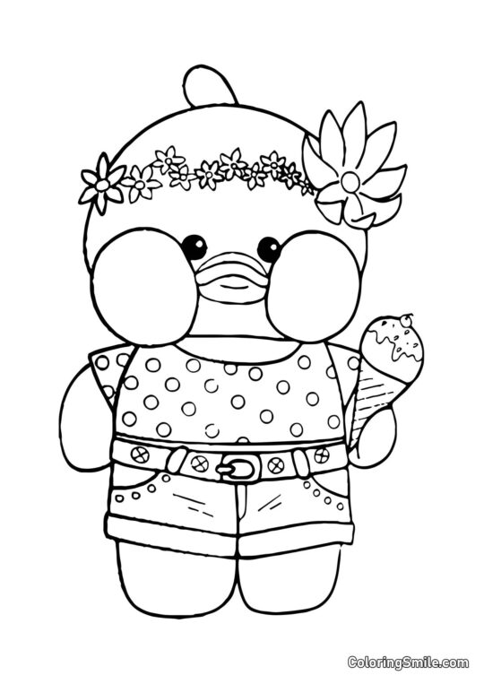 Lalafanfan mit Eiscreme Lalafanfan mit Eiscreme - Ausmalbild