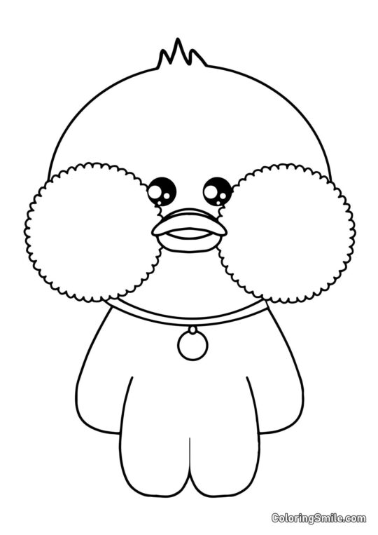 Lalafanfan Ente mit Medaille Lalafanfan Ente mit Medaille - Ausmalbild