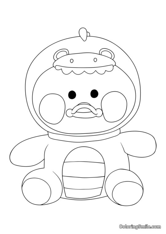 Lalafanfan Ente im Dinosaurier-Kigurumi Lalafanfan Ente im Dinosaurier-Kigurumi - Ausmalbild