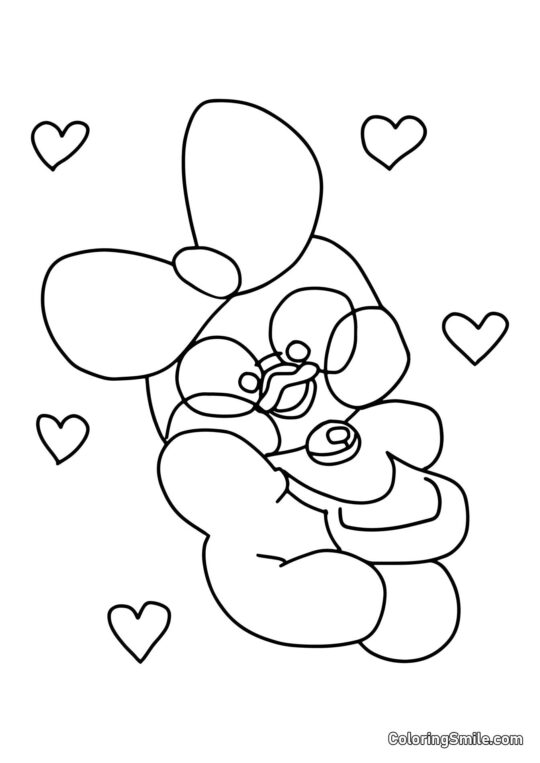 Lalafanfan Ente mit Herzen Lalafanfan Ente mit Herzen - Ausmalbild