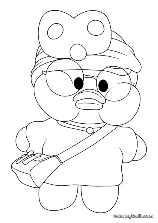 Lalafanfan Ente mit Schlafmaske Lalafanfan Ente mit Schlafmaske - Ausmalbild