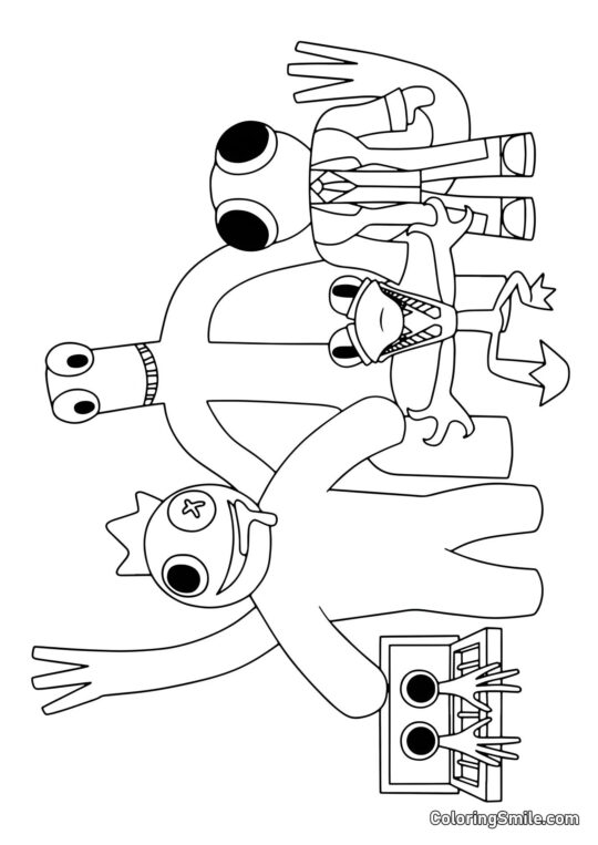 Rainbow Friends alle zusammen - Ausmalbild