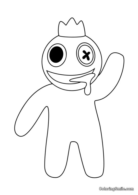 Blau von Rainbow Friends salutiert - Ausmalbild