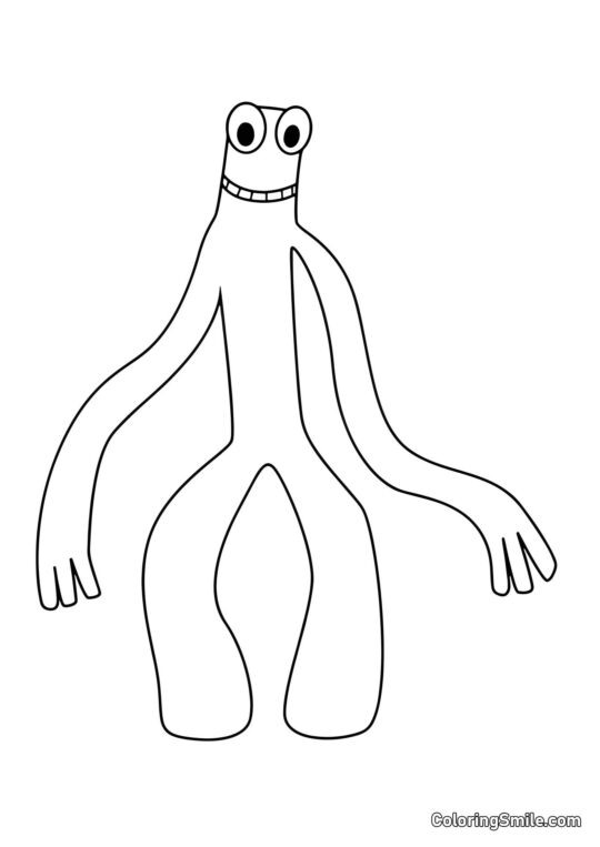 Lächelndes Grün von Rainbow Friends - Ausmalbild