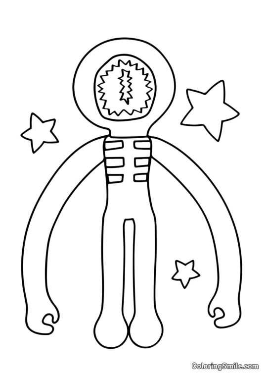 Roter Freund mit einem zahnigen Mund - Ausmalbild