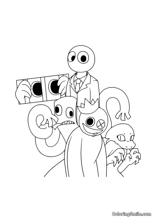 Gesellschaft der Rainbow Friends - Ausmalbild