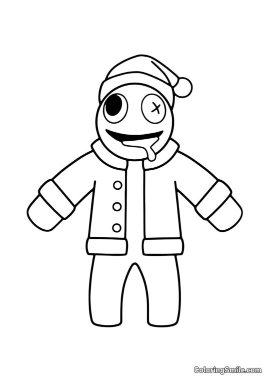 Blau mit einem Weihnachtsmannhut - Ausmalbild