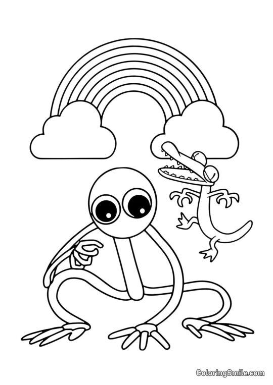 Lila und Orange von Rainbow Friends - Ausmalbild