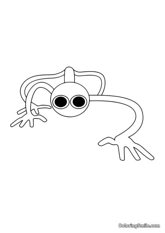 Lila von Rainbow Friends schleicht - Ausmalbild