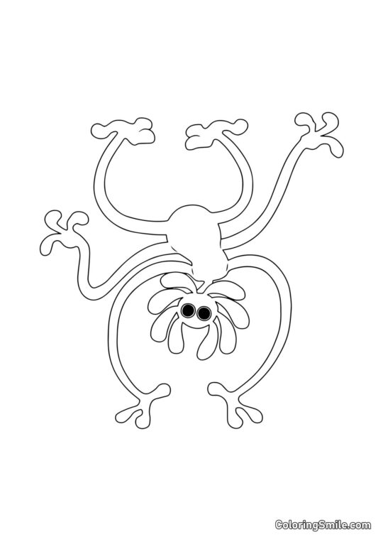 Gelbes Männchen läuft auf Händen - Ausmalbild