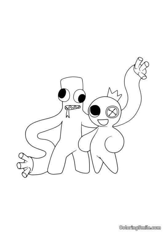 Grün und Blau von Rainbow Friends - Ausmalbild