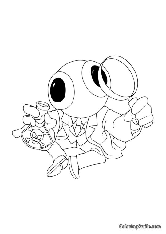 Regenbogen mit Gift und Lupe - Ausmalbild