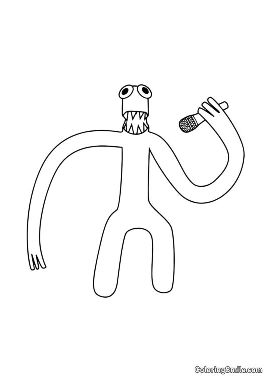 Grün mit einem Mikrofon - Ausmalbild