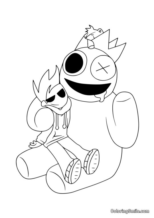 Blau entspannt mit einem Spieler - Ausmalbild