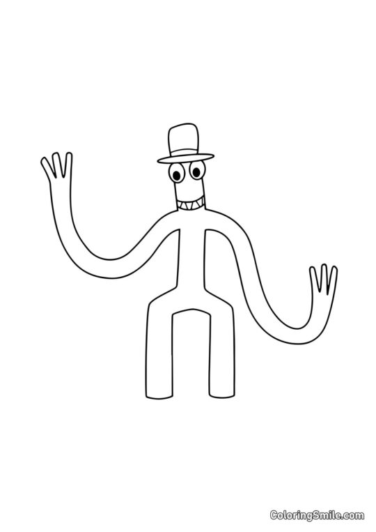 Grün mit einem Hut - Ausmalbild