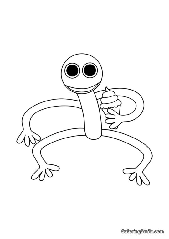 Rainbow Friends Lila mit Eiscreme - Ausmalbild