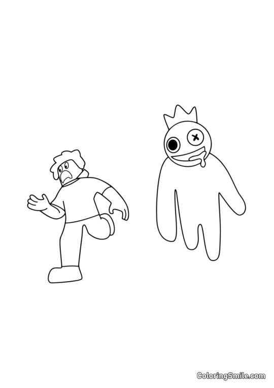 Blau jagt einen Spieler - Ausmalbild