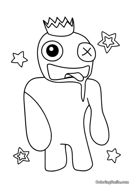 Blauer Regenbogen Freund - Ausmalbild