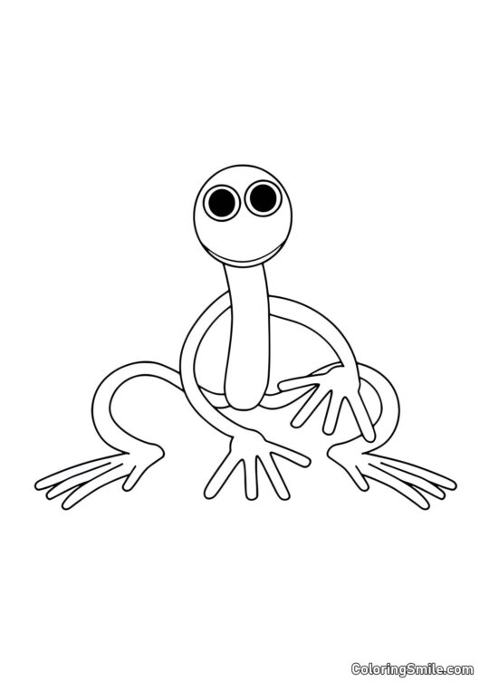 Rainbow Friends Lila sitzt - Ausmalbild