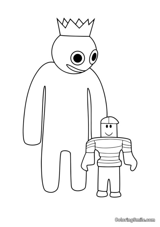 Blau und Spieler - Ausmalbild