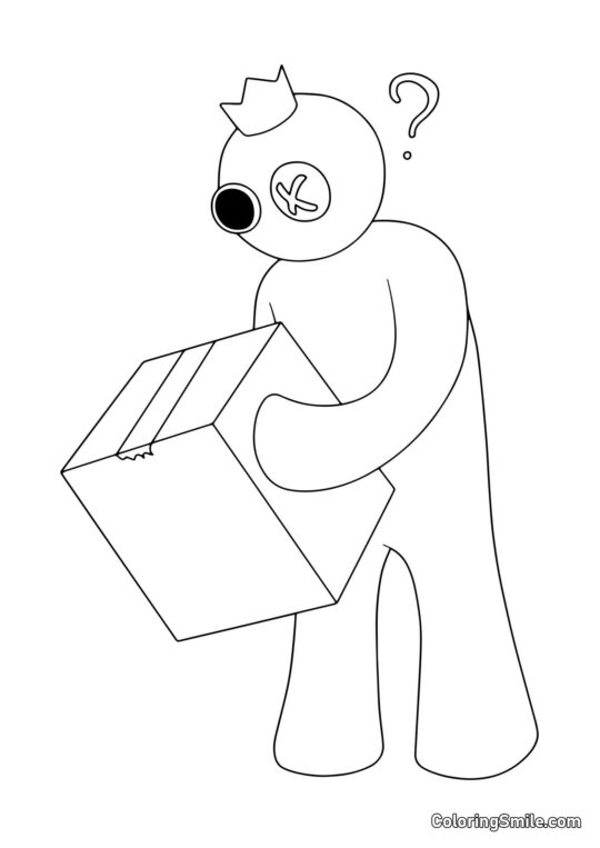 Blau und Kiste - Ausmalbild