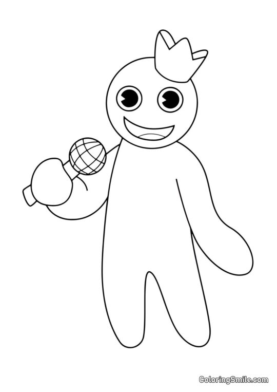 Blau mit einem Mikrofon - Ausmalbild