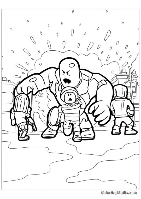 Roblox vor Monster rennend Roblox vor Monster rennend - Ausmalbild