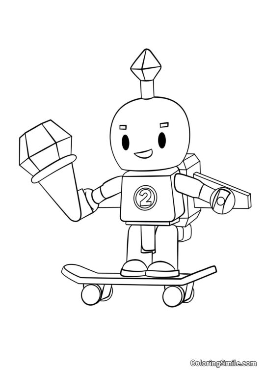 Roblox Roboter auf Skateboard Roblox Roboter auf Skateboard - Ausmalbild