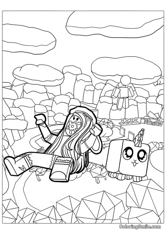 Roblox Mädchen Haut mit Einhorn Roblox Mädchen Haut mit Einhorn - Ausmalbild