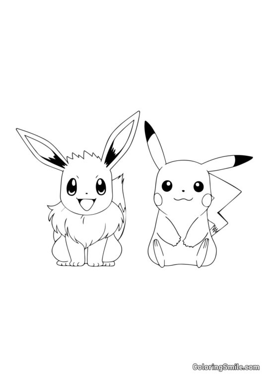 Pikachu und Evoli - Ausmalbild