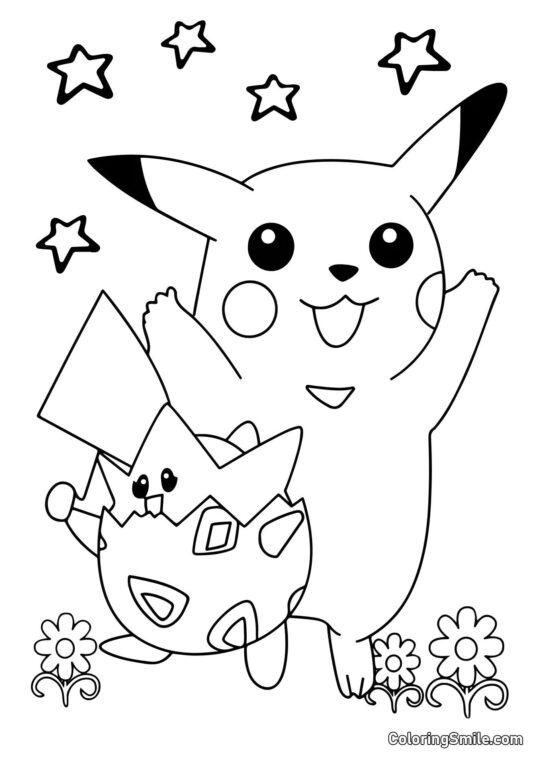 Pikachu und Togepi - Ausmalbild