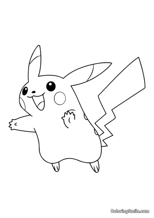 Fröhlicher Pikachu - Ausmalbild