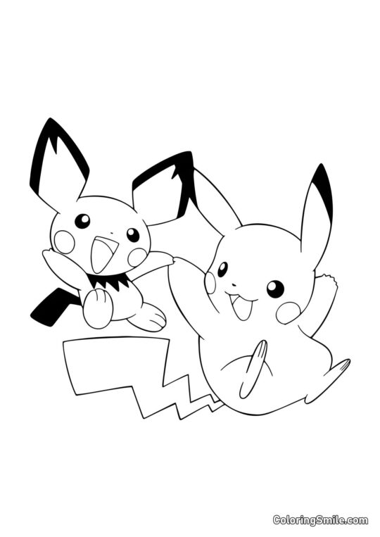 Pichu und Pikachu - Ausmalbild