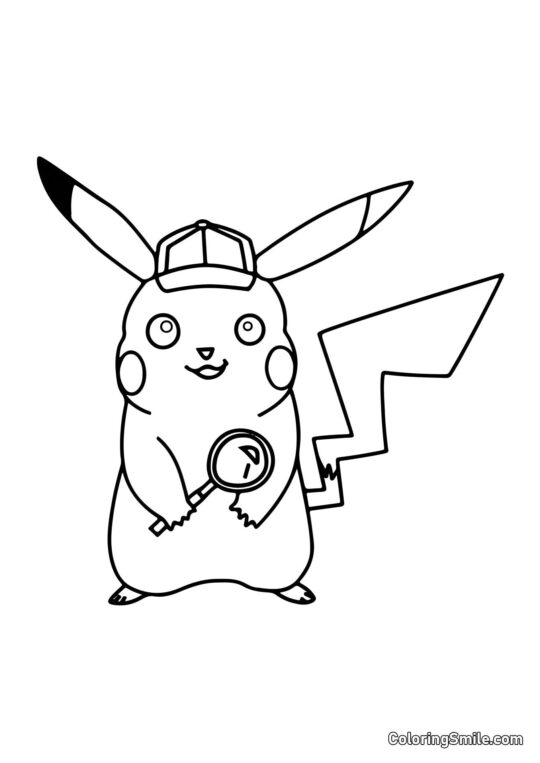 Pikachu im Detektivkostüm - Ausmalbild