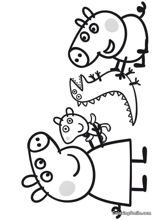 Peppa und Spielzeuge - Ausmalbild