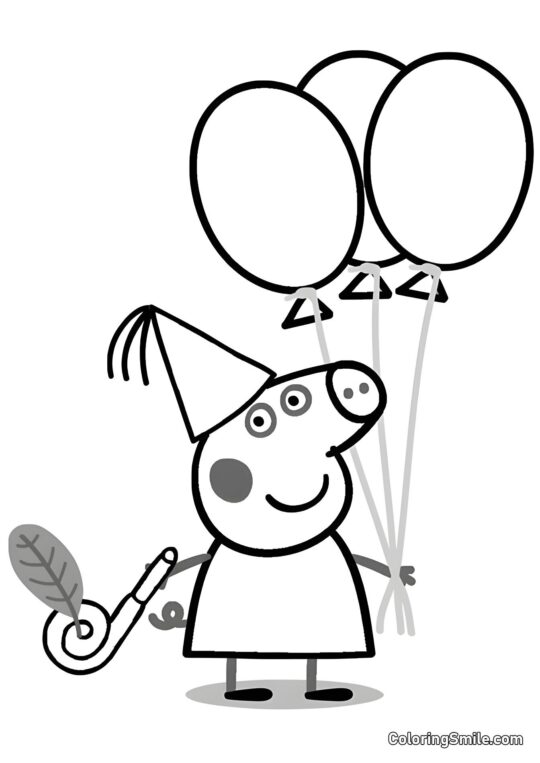 Peppa auf der Party - Ausmalbild