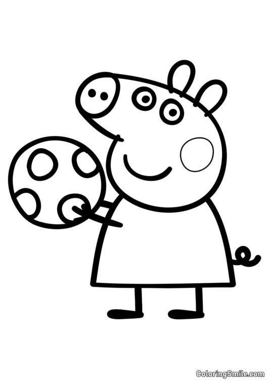Peppa Pig mit einem Ball - Ausmalbild