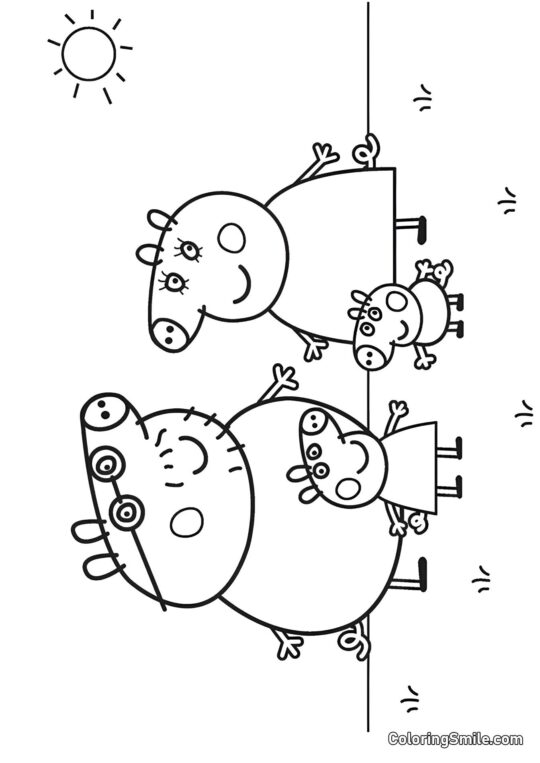 Peppa Pigs Familie - Ausmalbild