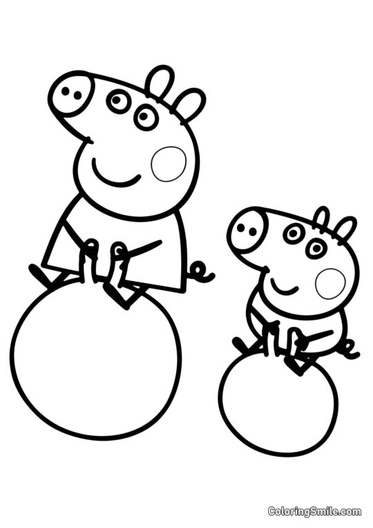 Peppa und George - Ausmalbild