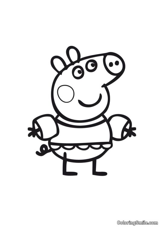 Peppa Pig mit Ellenbogenschützern - Ausmalbild